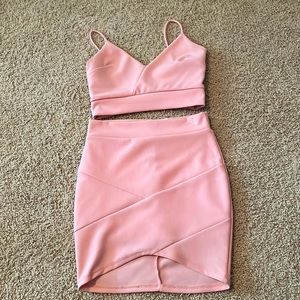 Lucy In The Sky light pink matching set. Womens size small. Zip up skirt+top